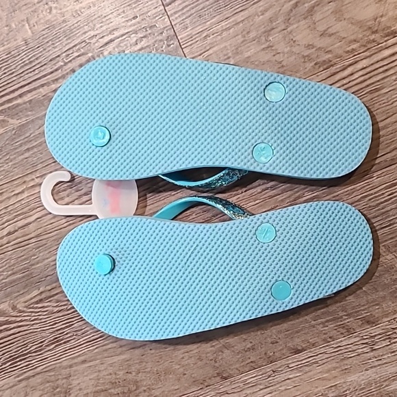 Justice Glitter & Stripes Flip Flops Size 2/3 - Picture 3 of 3